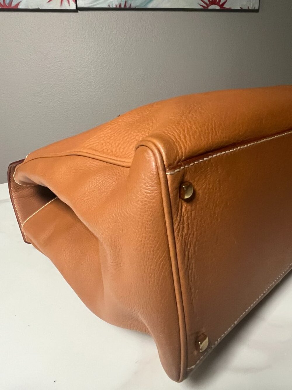 Salvatore Ferragamo Gancini Brown Leather Satchel Top Handle Shoulder Bag - Picture 8 of 16